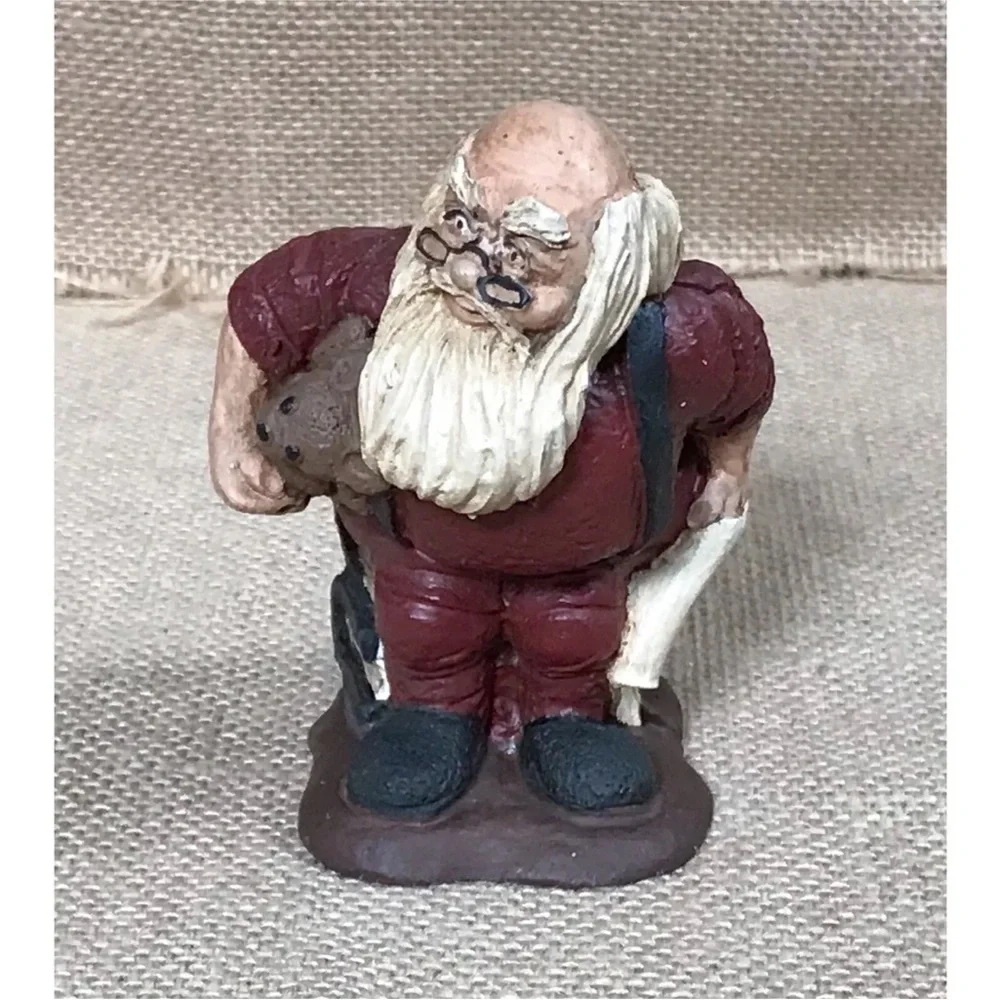 Santa Claus On Books Resin Figurine Rustic Christmas Farmhouse Cottage Core